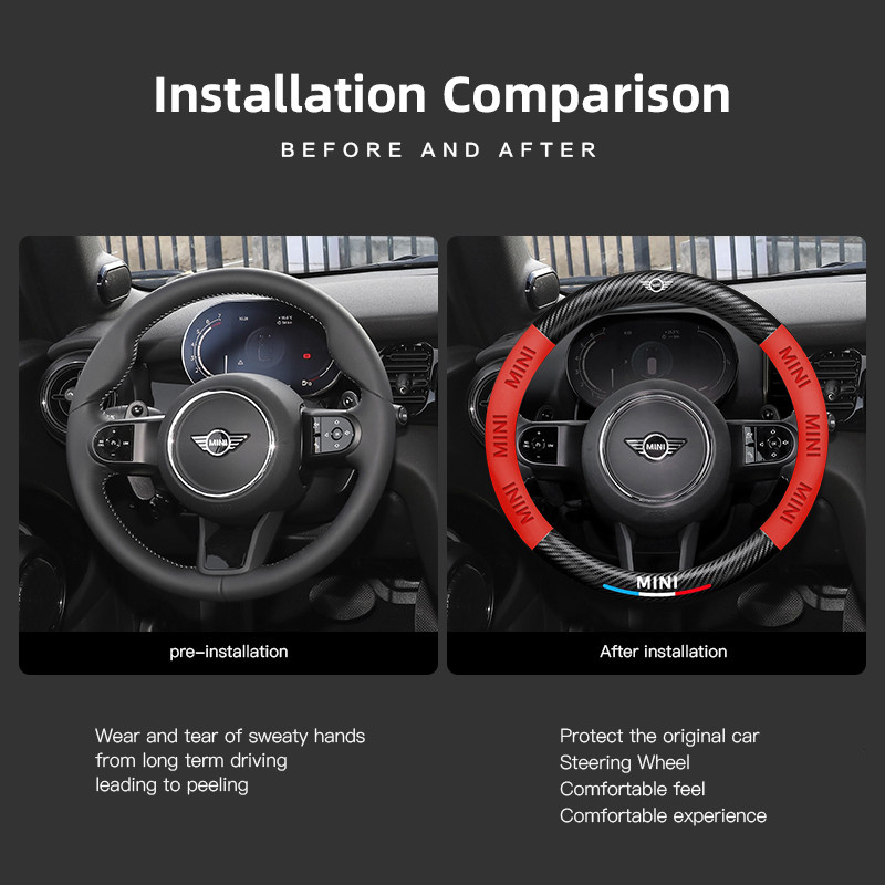 MINI Car Steering Wheel Cover Car Interior Accessories For MINI One Cooper JCW Countryman Clubman