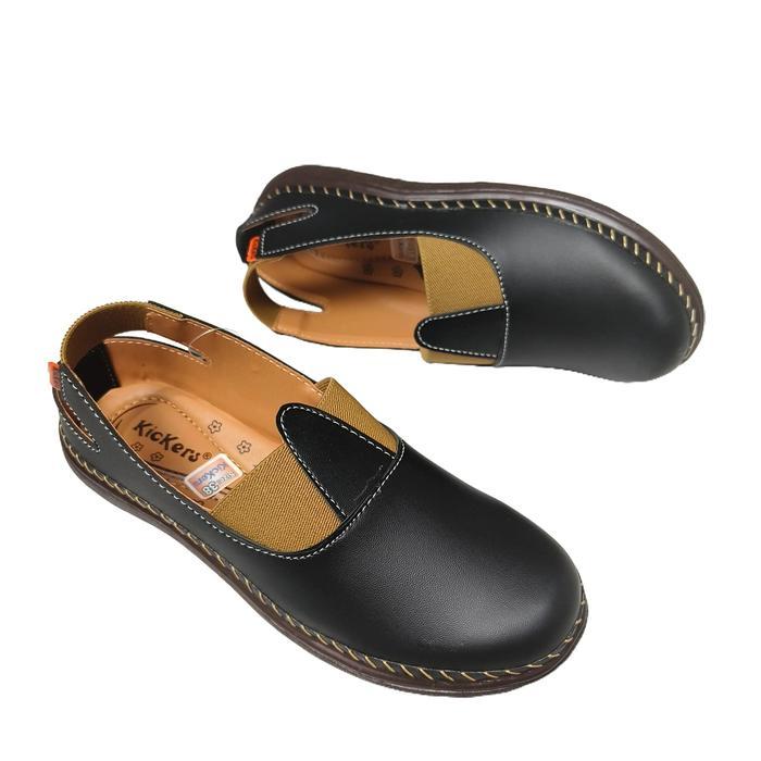 ASLI Sepatu Kickers Wanita Slip on Sol Datar. Flat Shoes Cewek Hitam Flat Perempuan Karet Kerja Size