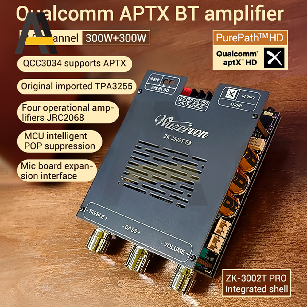 ZK-3002T PRO DC 18-50V BLUETOOTH AMPLIFIER BOARD WITH SUBWOOFER EXTENSION TPA3255 2.0+ CHANNEL POWER
