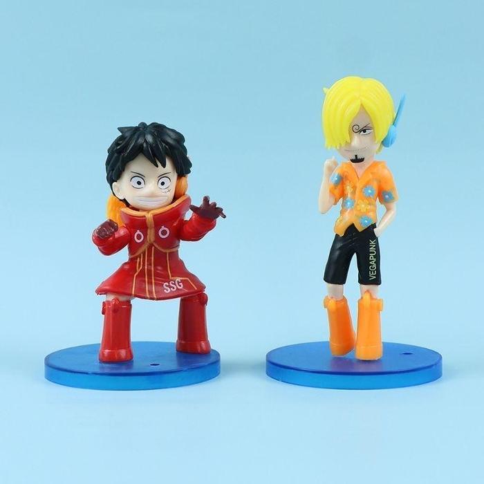 Action Figure One Piece Kru Mugiwara Luffy Nami Franky Brook Sanji Egghead Version Chibi Large 10Cm