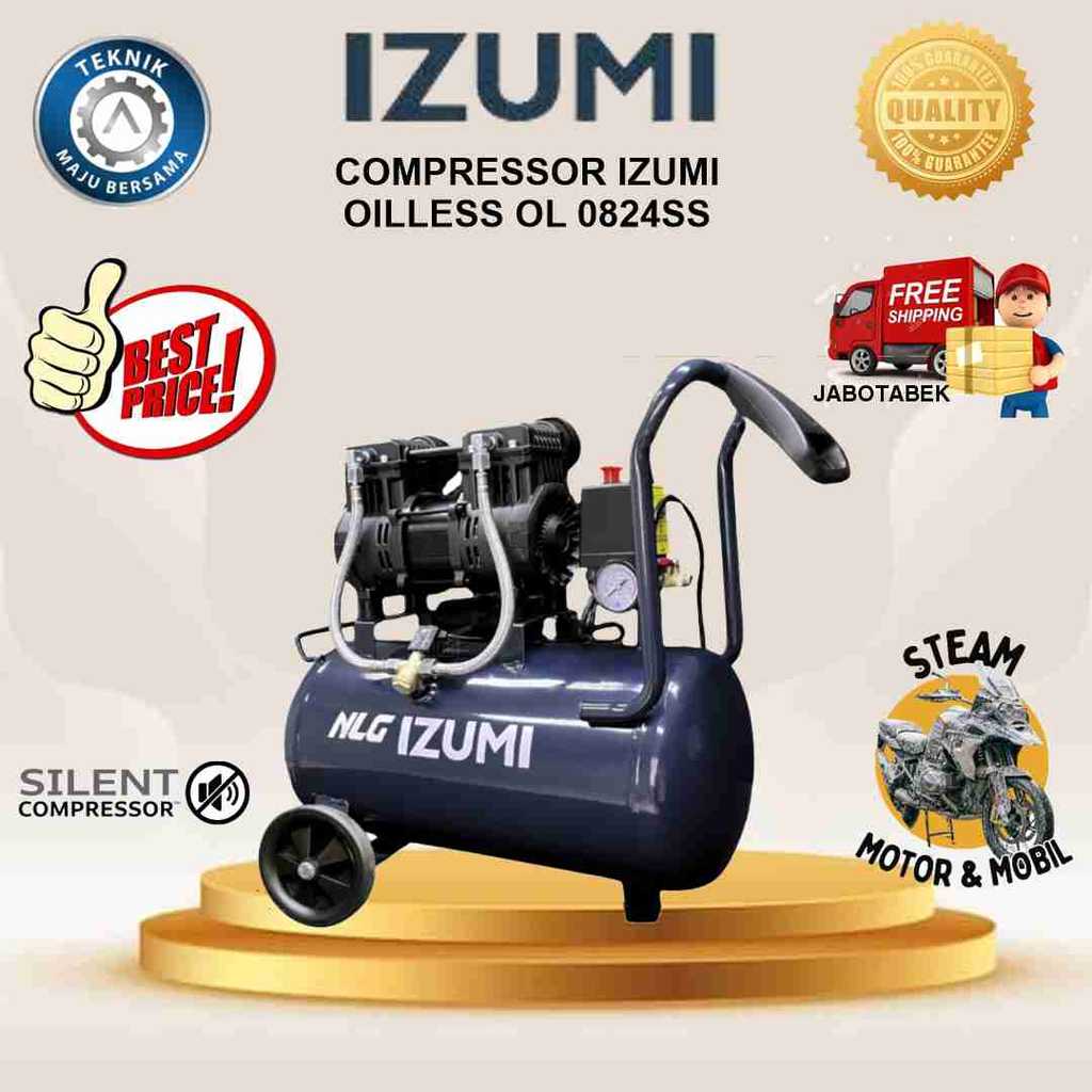 COMPRESSOR IZUMI NLG OILLESS OL 0824SS/ KOMPRESOR 220V/KOMPRESOR 1 PHASE KOMPRESOR STEAM MOTOR MOBIL