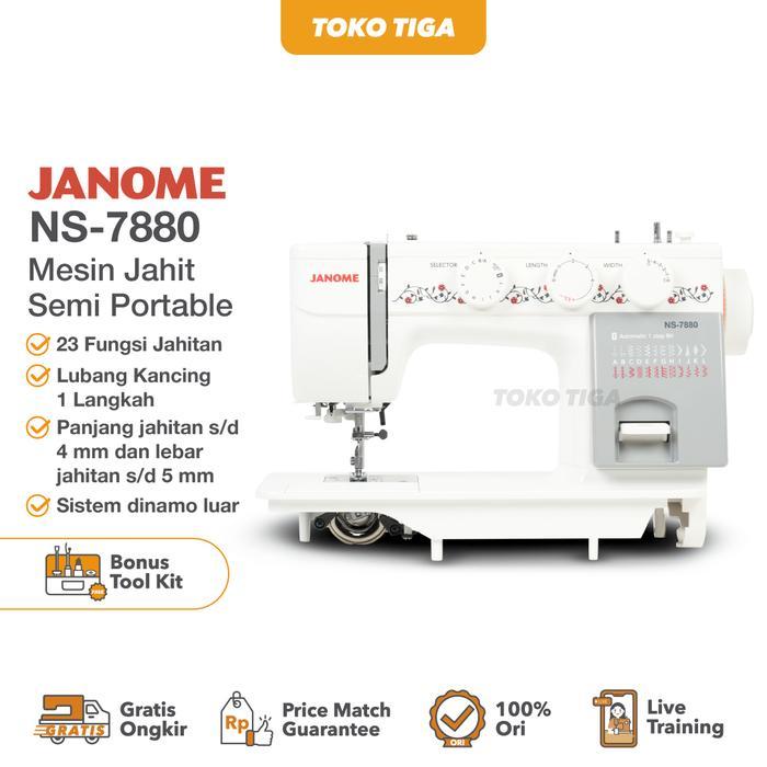 Mesin Jahit JANOME NS-7880 / NS7880 Semi Portable - Body Full Besi