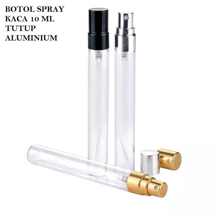 Botol Spray Kaca 10ml Refill Parfum Tutup Sprayer Metal Aluminium