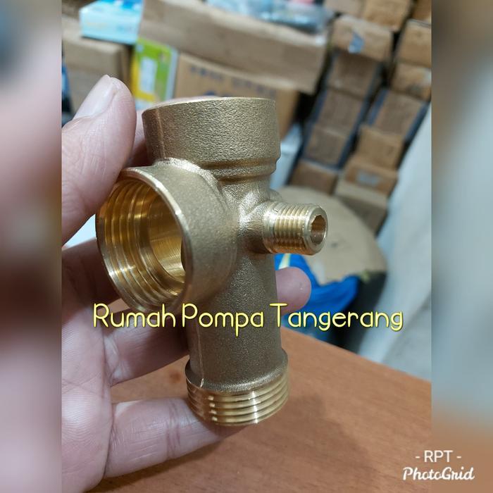 Ready Konektor cabang lima Tee cabang kuningan cabang lima drat 1/4" T5WAY KUNINGAN