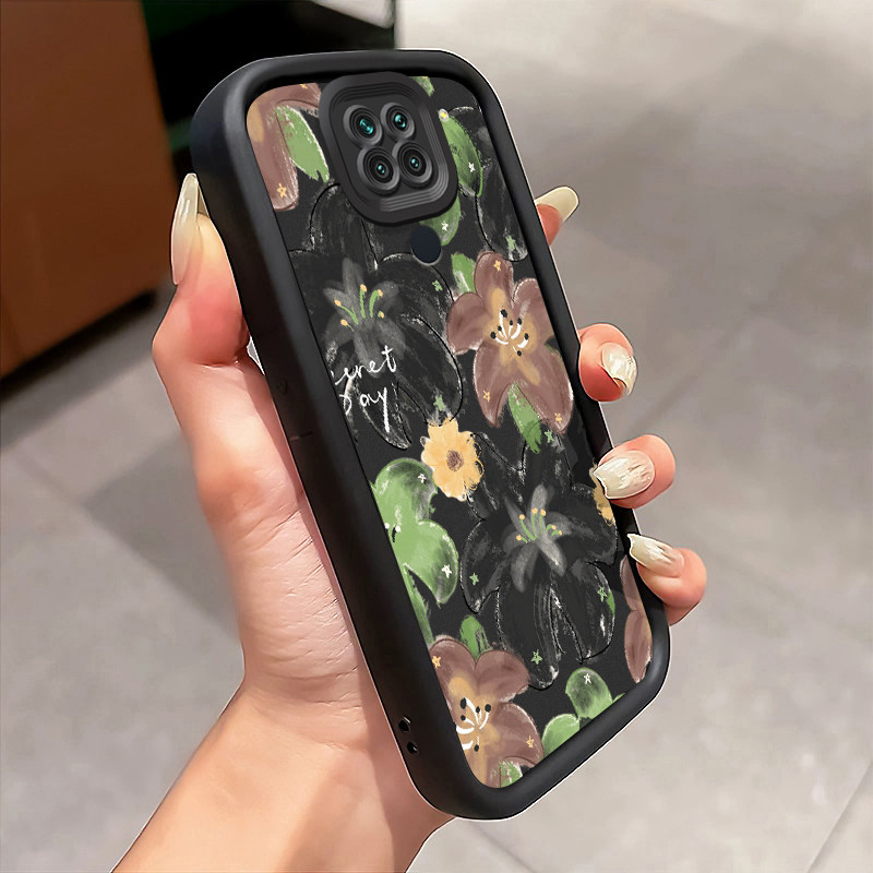 Casing Hp Xiaomi Redmi Note 9 Note 9s Note 9 Pro POCO M2 Pro Case Bunga hijau gaya cat minyak Kasing