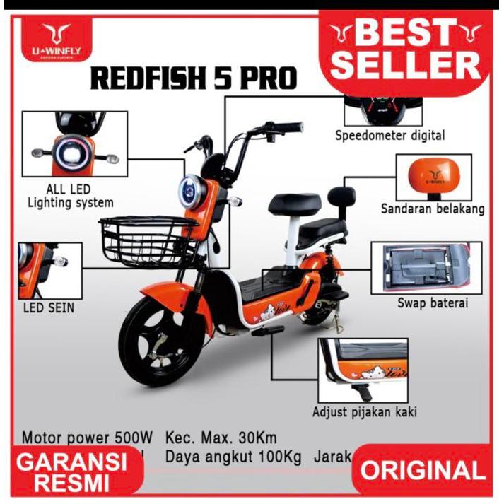 Sepeda Motor Listrik Uwinfly Rf5+ Redfish 5 + By Uwinfly Electric Bike