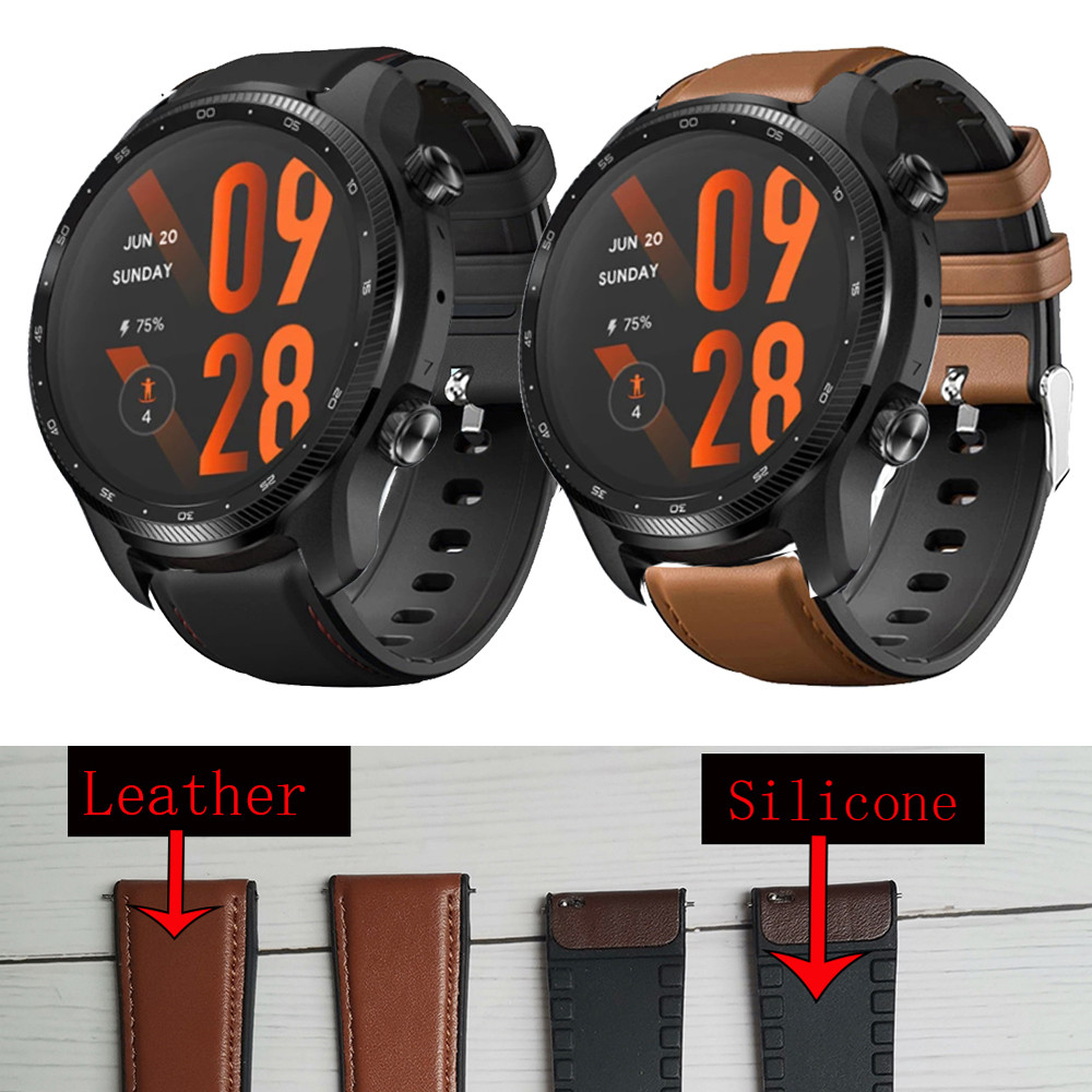 Tali Jam Tangan untuk Ticwatch Pro 3 Ultra GPS Tali Kulit Silikon untuk Ticwatch Pro X/2020/Pro 3 LT