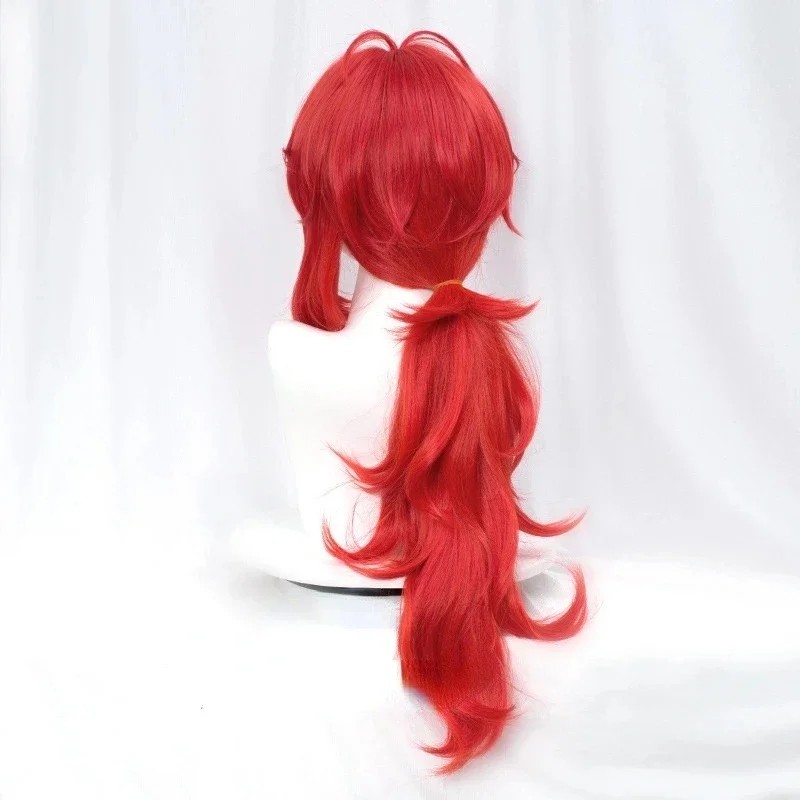 Diluc Cosplay Game Genshin Impact Diluc Ragnvindr Wigs Red Heat Resistant Synthetic Hair Halloween
