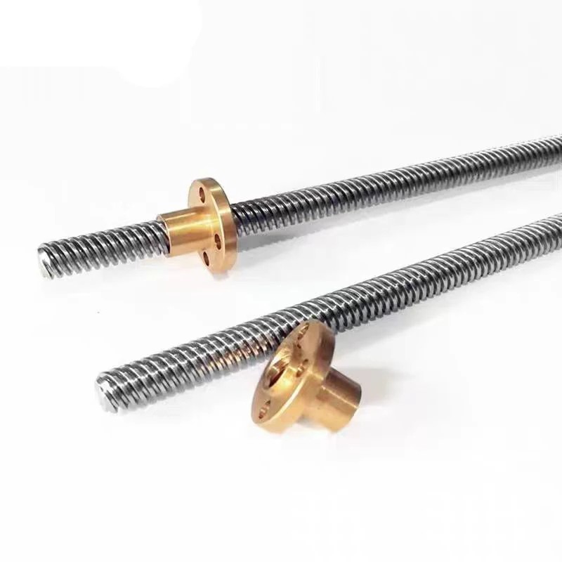 CNC 3D Printer T10Lead screw left rhread Pitch 2mm Thread Screw Lead 2mm With Brass Nut Length