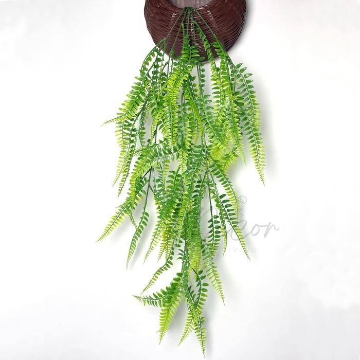 DAUN JUNTAI GANTUNG PAKIS PLASTIK 80CM TANAMAN RAMBAT PALSU SULUR ARTIFICIAL DEKORASI RUMAH KANTOR
