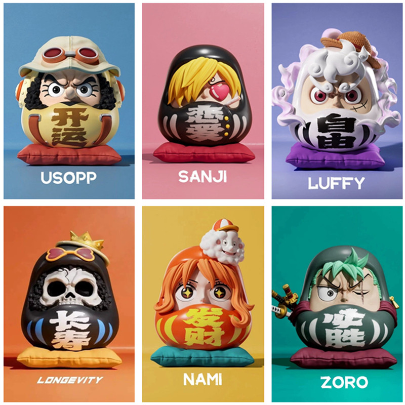 6cm Q version One Piece anime doll Super Daruma hand-made Nica Luffy Zoro Sanji Nami PVC doll model