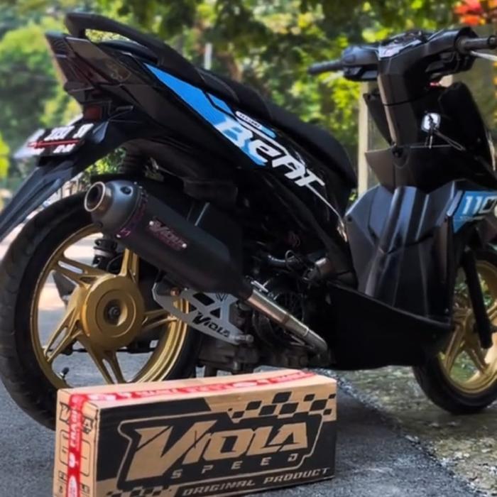 KNALPOT VIOLA SPEED CEKLIS PLUS BRACKET MONCONG KENOCHI BEAT OLD, BEAT NEW, BEAT DELUXE, BEAT KARBU