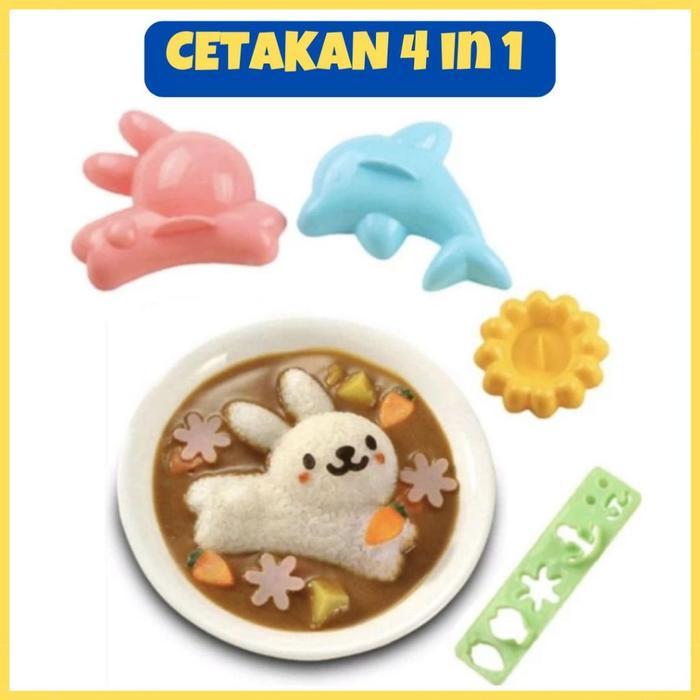 Cetakan Nasi 4 in 1 Rice Mold 4in1 Susi Bento Bekal Makan Siang Anak Aman BPA FREE