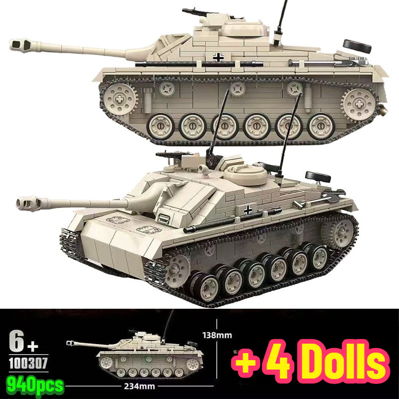 Military WW2 Germany Army Sturmgeschtz III Tank Building Blocks KV-2 Panther Leopard 2A7 Tanks