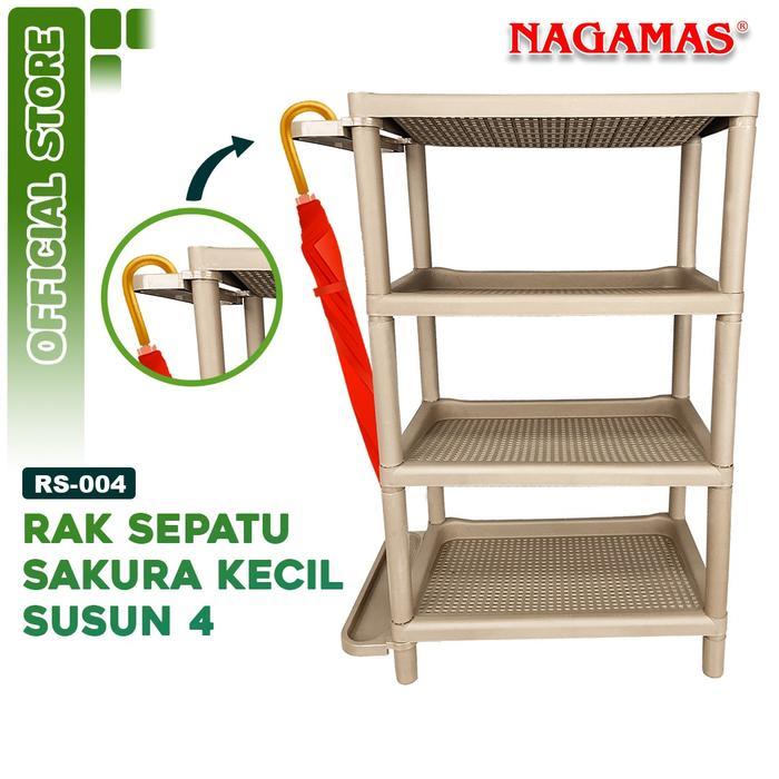 Nagamas Rak Sepatu Premium Sakura Kecil Susun 4 / Rak Sepatu 4 Susun / Rak Susun Serbaguna Plastik