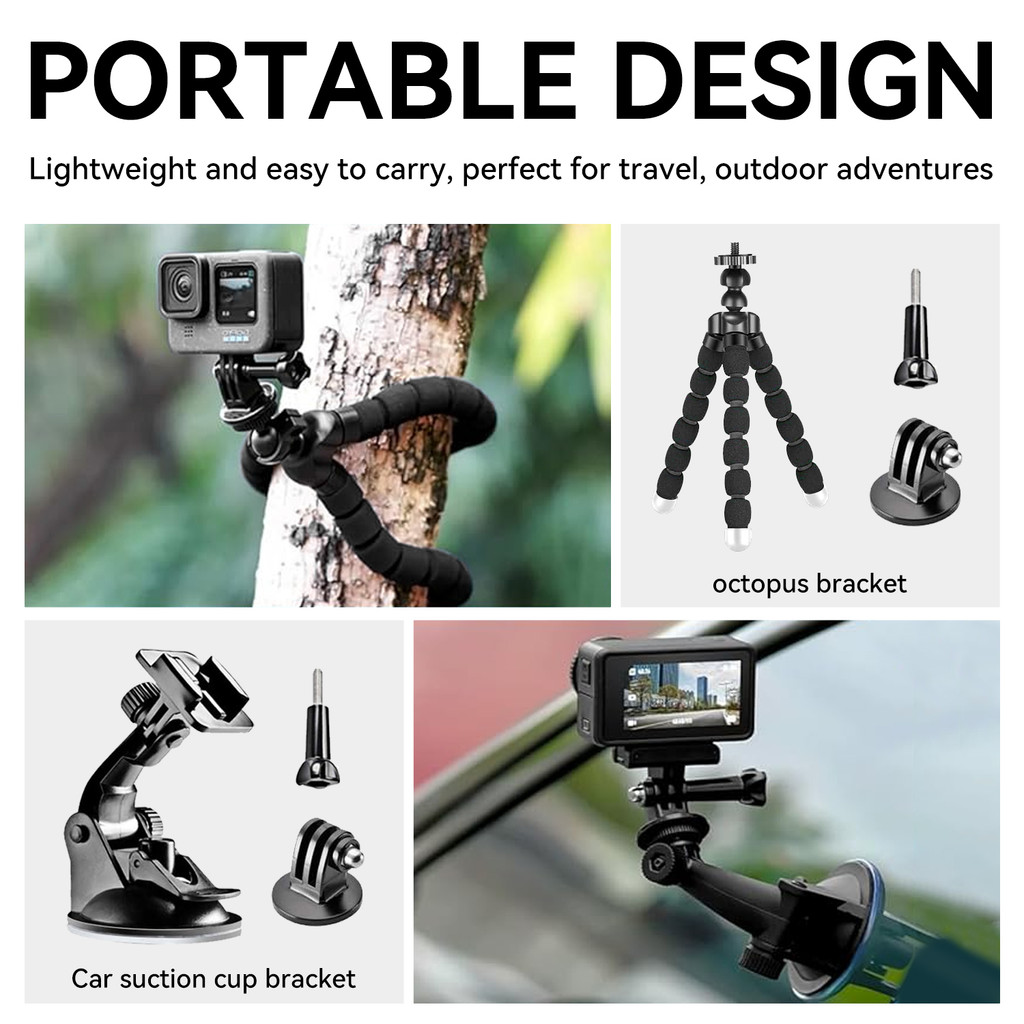 Pro 50-in-1 Adventure Kit for GoPro 13/12/11, DJI Action 5/4, Insta360 Ace - 360 Bike/Helmet/Chest