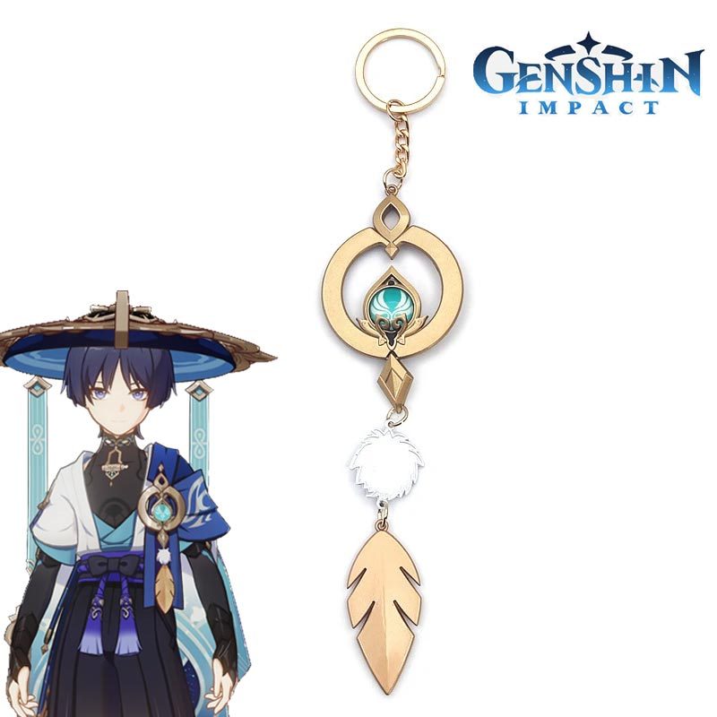 Genshin Impact Keychains Wanderer Vision Of God Keychain Cosplay Venti Nilou Scaramouche Eula