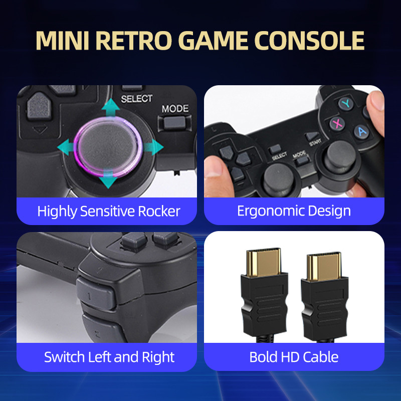 M8 Retro Game Console 4K TV Game Stick For SFC GBA MAME Emulator 20000 Games with Dual Controller