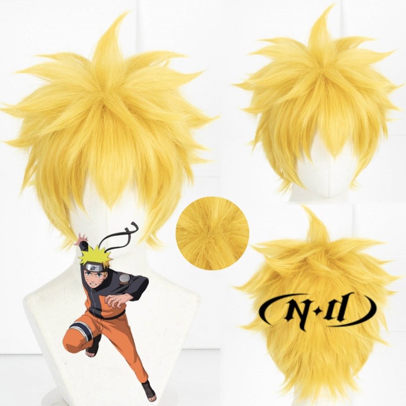 Nd Anime Cosplay Wig Uzumaki Cosplay Hair Yellow Fluffy Layered Hair Heat Resistant Synthetic