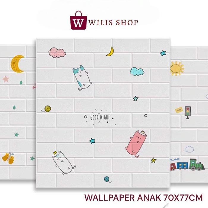 Wallpaper Stiker Dinding / Wallfoam 3D Emboss Dekorasi Kamar Anak Motif Kids High Quality