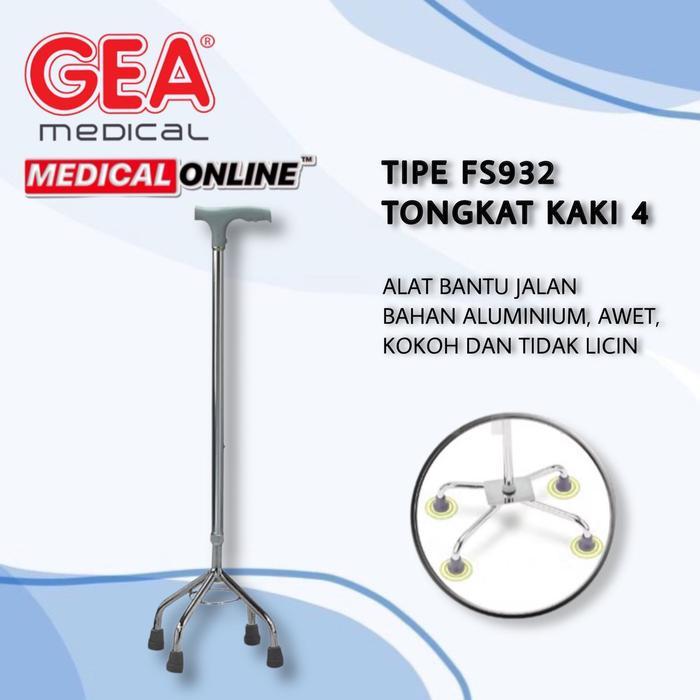 Tongkat Kaki 4 Manula / Lansia Alat Bantu Jalan Fs932 Gea Medical