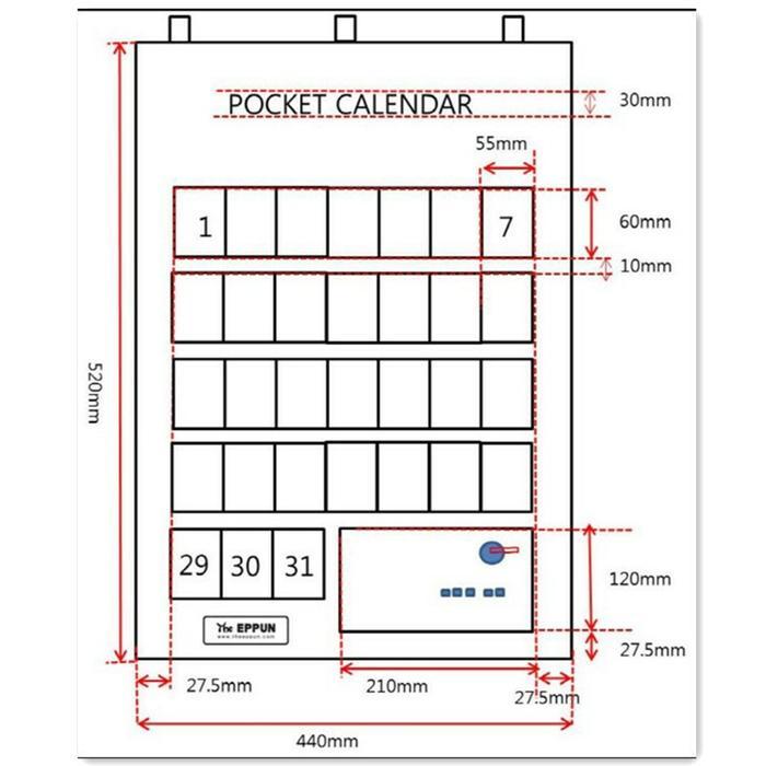 Tas Penyimpanan Fabric Calendar / Kalender Aesthetic / Walldecor / Kalender/ Gantung Kalender Tas