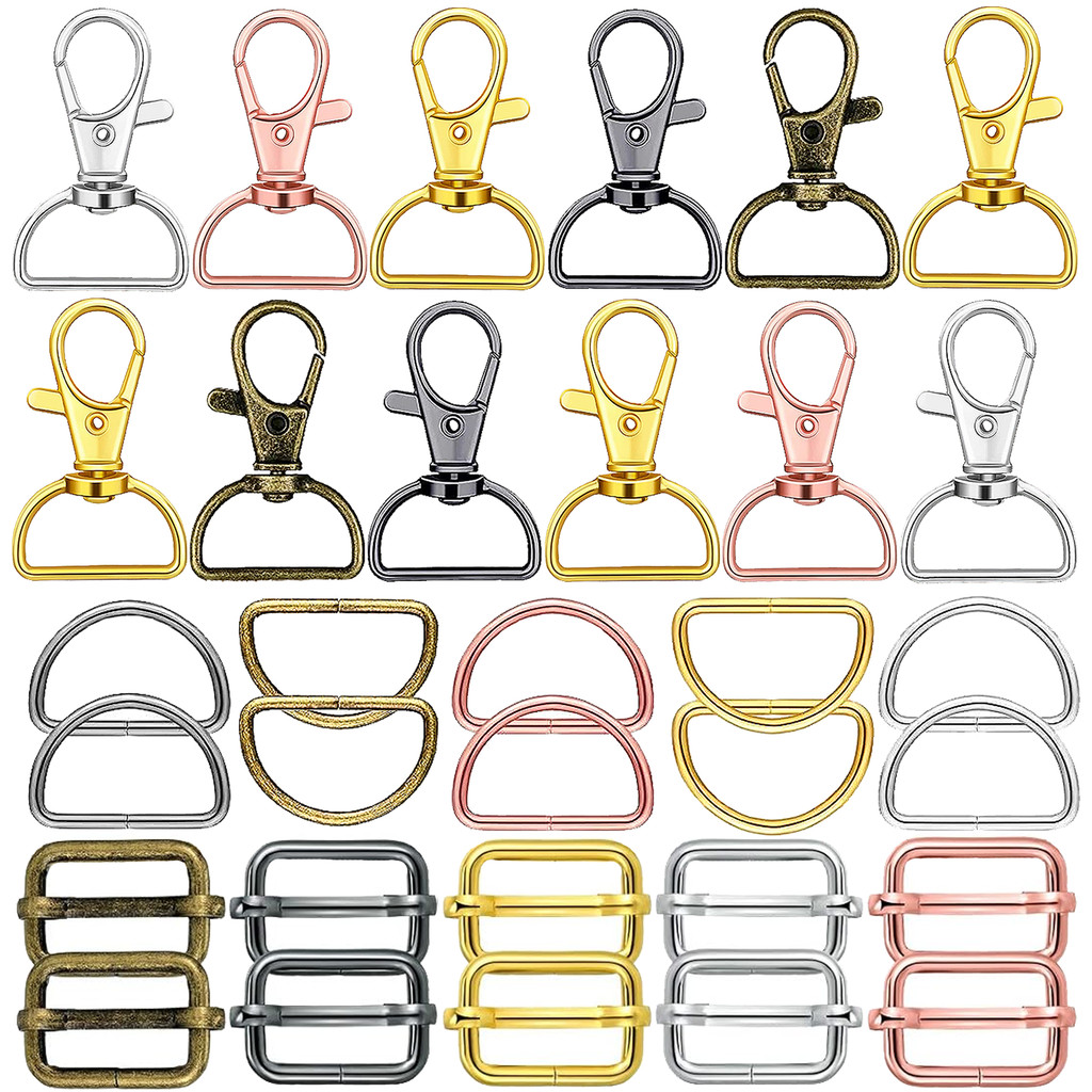 15 Pack Swl Clasp D Ring And Slider Clasp Set Lanyard Snap Hook Keychain Clip Hook D Keychain Ring