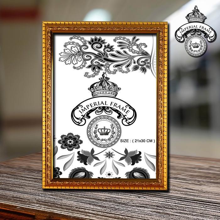 "New" Bingkai Frame Figura Foto Ijazah A4 ( 21x30 cm ) silver / gold