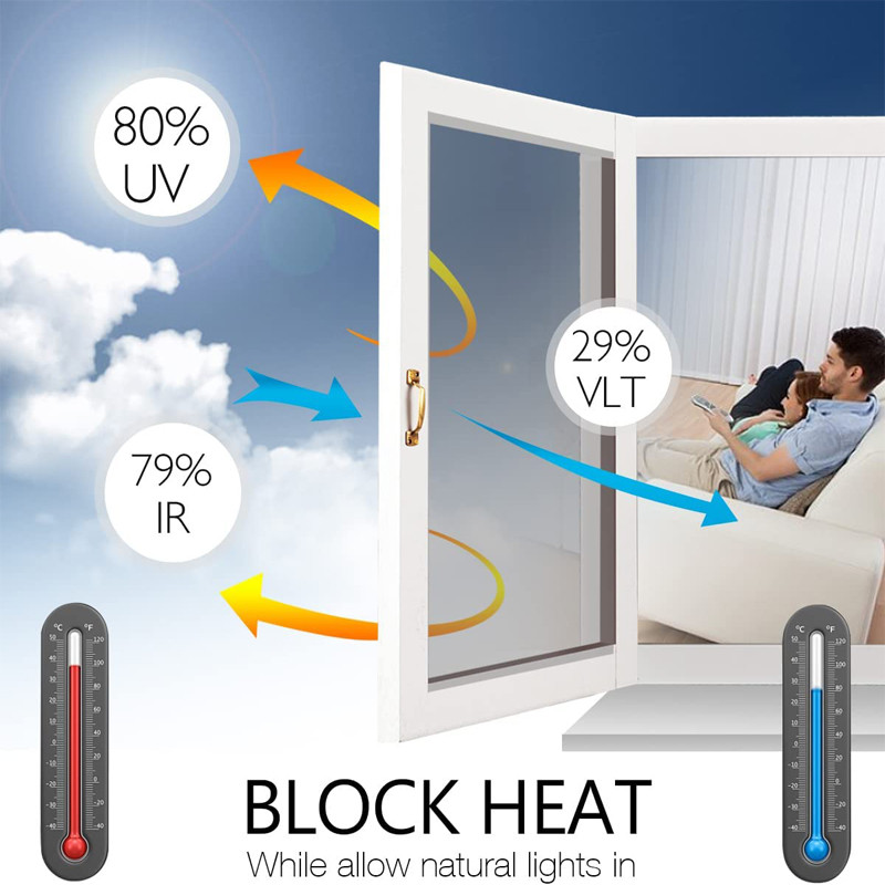 One-Way Window Film Daytime Privacy Mirror Film Non-Adhesive Window Film Heat Insulation Control Ant