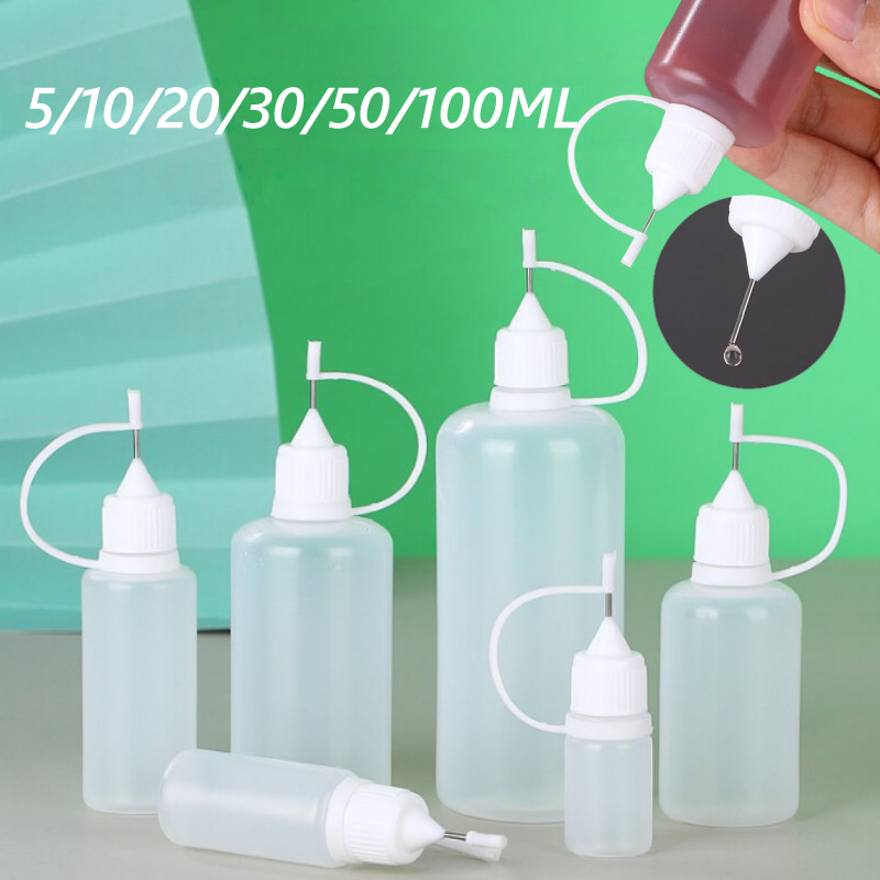 5ml 10ml 20ml 30ml 50ml 100ml PE Plastic Bottle Refillable Dropper Bottle Needle Tip Sealed