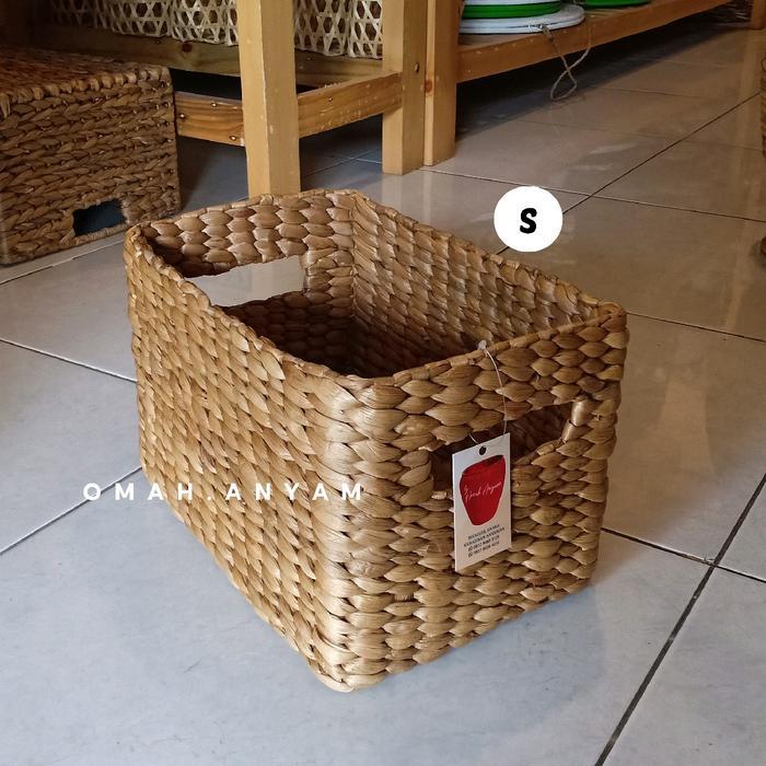 Premium Keranjang Anyam Eceng Gondok Storage Box Bahan Alami Eceng Gondok Tempat Penyimpanan