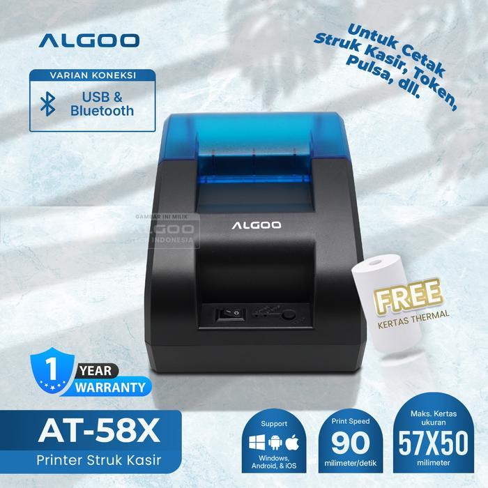 ALGOO Printer Thermal Bluetooth Cetak Struk Nota