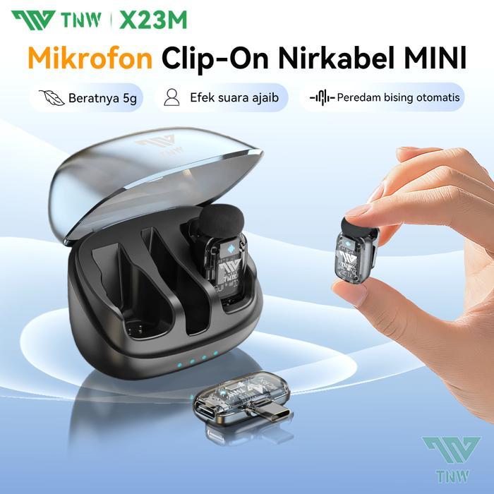 JUAL TNW X23M Wireless Microphone Ultra-Mini Mic Mikrofon HP Dengan AI Voice Changer Untuk Video
