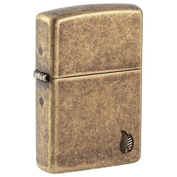 Zippo Armor Antique Brass Flame Design 46400