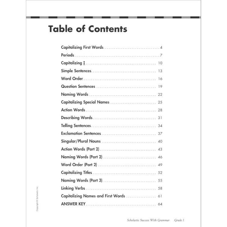 SUCCESS WITH GRAMMAR GRADE 1 SCHOLASTIC