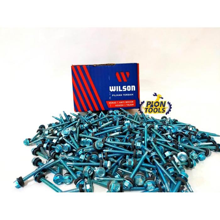 WILSON SDS 12x45 PUTIH+Karet Baut Baja Ringan Drilling Sekrup Roofing