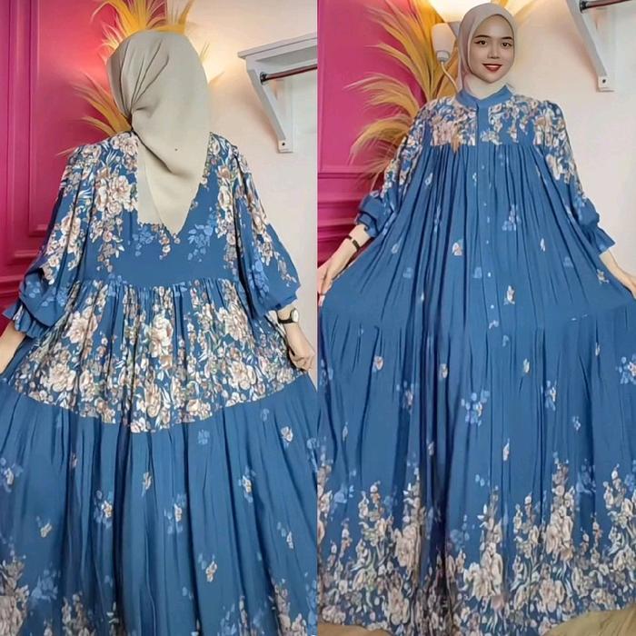 Gamis Wanita Muslim Rayon Syifa Dress Lengan Balon
