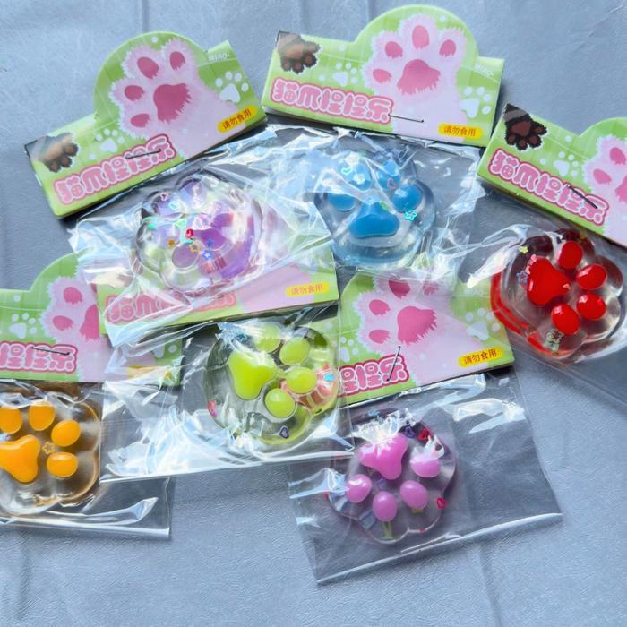(CFC) TABA SQUISHY SMALL CLEAR CAT PAW mainan pencetan jelly cfc