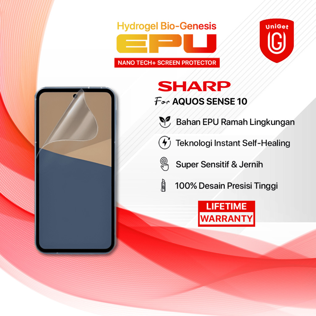 UNIGET EPU BIO GENESIS Hydrogel for Sharp Aquos Sense 10 Screen Guard Protector (Nanotech 100 Recycl