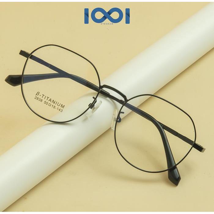 Kacamata Minus Titanium Elastis Frame Bulat Pria Wanita - IOOI 2838