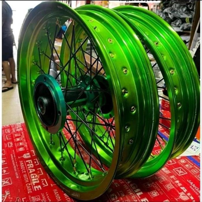 Velg Supermoto KLX & D-Tracker Scarlet 300/350 Full Set CNC Tromol & Jari-Jari Scarlet Full CNC untu