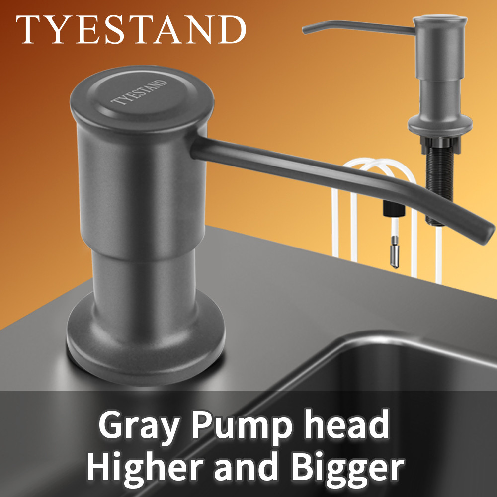 Gray Pump Head Stainless Steel Soap Dispenser for Kitchen Sink Built in Soap Dispenser Pump with
