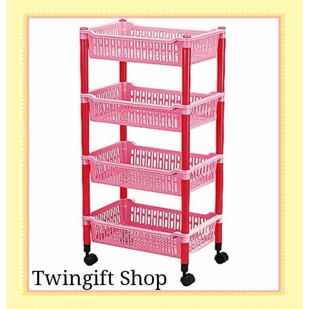 Rak plastik/Rak salon serbaguna Lion Star, susun 4.(KHUSUS ).