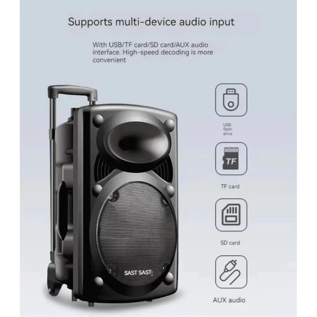 15 Inch Wireless Bluetooth Speaker Outdoor High-Volume Portable Square Dance Subwoofer High-Power