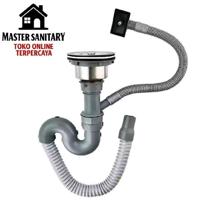 Selang Pembuangan Kitchen Sink 1 Lubang + Overflow