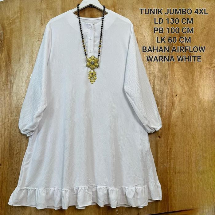 Ini Murah Tunik Putih Jumbo Ld 130 Cm Model Polos - Zahira Tunik