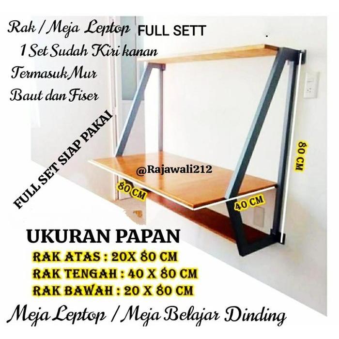 Meja Kerja Komputer Full Set / Meja Tempel Dinding Minimalis Modern