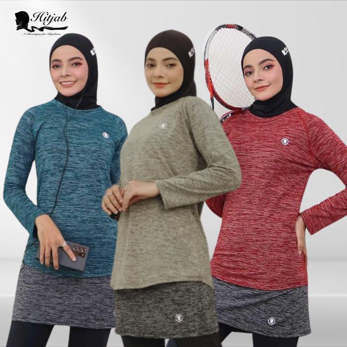 Baju Olahraga Wanita Tangan Panjang Sport Lari Jogging Yoga Fitness Sepeda Wanita Muslim Sporty