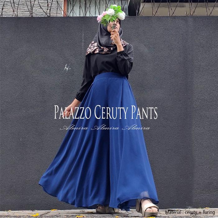 Celana Kulot Panjang Wanita Model Payung Mayung Lebar Palazzo Sifon Chiffon Ceruty Pants