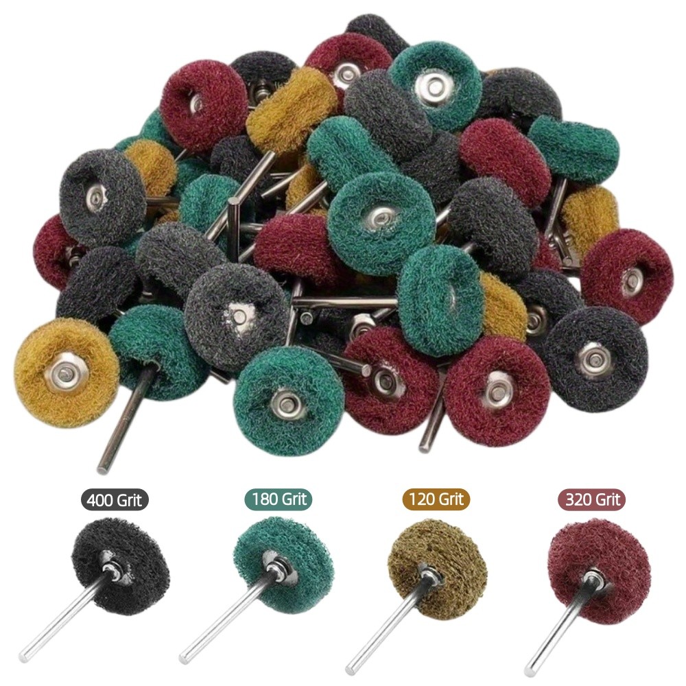 100/50PCS Dental Polishing Brush Mini Drill Abrasive Brush Double Layer Nylon Fiber Polishing Wheel